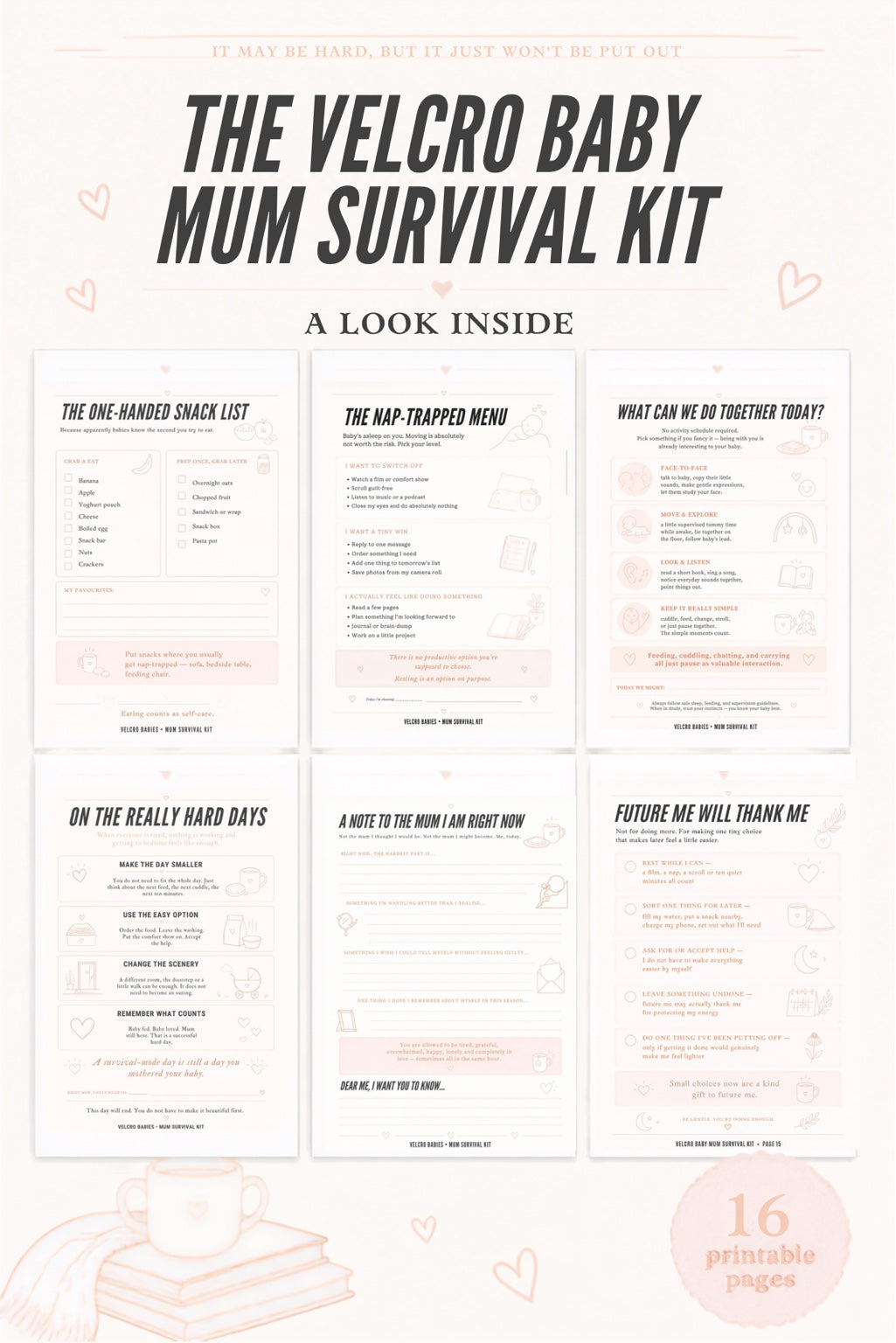 The Velcro Baby Mum Survival Kit - a look inside 16 printable pages